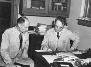 Bridgman, right, in his Harvard office.
